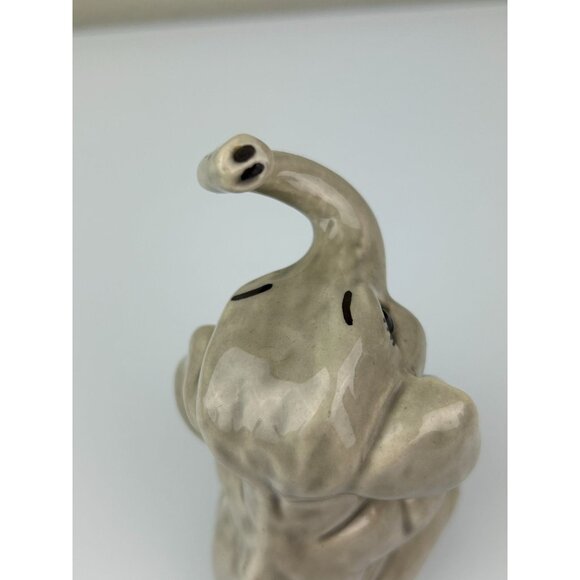 Elephant Figurine Ceramic Arts Studio Pottery Gray Eyelashes Vintage Trunk Up - Picture 6 of 12